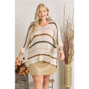 ✨NWT ADORA Full Size Multi Color Strip Sweater Plus Size